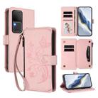 For vivo S18 / S18 Pro 5G / V30 Pro Butterfly Love Flower Multi-card Zipper Wallet Leather Phone Case(Pink) - 1