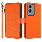 For vivo Y17s 4G / Y36 5G / Y33t 2023 Butterfly Love Flower Multi-card Zipper Wallet Leather Phone Case(Orange) - 2