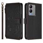 For vivo Y17s 4G / Y36 5G / Y33t 2023 Butterfly Love Flower Multi-card Zipper Wallet Leather Phone Case(Black) - 2