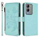 For vivo Y17s 4G / Y36 5G / Y33t 2023 Butterfly Love Flower Multi-card Zipper Wallet Leather Phone Case(Mint Green) - 2