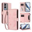 For vivo Y17s 4G / Y36 5G / Y33t 2023 Butterfly Love Flower Multi-card Zipper Wallet Leather Phone Case(Pink) - 1