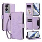 For vivo Y17s 4G / Y36 5G / Y33t 2023 Butterfly Love Flower Multi-card Zipper Wallet Leather Phone Case(Light Purple) - 1