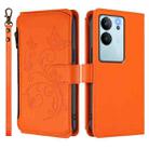 For vivo V29e / Y200 / V30 Lite 5G Butterfly Love Flower Multi-card Zipper Wallet Leather Phone Case(Orange) - 2