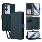 For vivo V29e / Y200 / V30 Lite 5G Butterfly Love Flower Multi-card Zipper Wallet Leather Phone Case(Dark Green) - 1