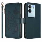 For vivo V29e / Y200 / V30 Lite 5G Butterfly Love Flower Multi-card Zipper Wallet Leather Phone Case(Dark Green) - 2