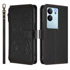 For vivo V29e / Y200 / V30 Lite 5G Butterfly Love Flower Multi-card Zipper Wallet Leather Phone Case(Black) - 2