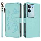 For vivo V29e / Y200 / V30 Lite 5G Butterfly Love Flower Multi-card Zipper Wallet Leather Phone Case(Mint Green) - 2