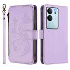 For vivo V29e / Y200 / V30 Lite 5G Butterfly Love Flower Multi-card Zipper Wallet Leather Phone Case(Light Purple) - 2