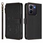 For vivo Y78 / Y36 4G Global Butterfly Love Flower Multi-card Zipper Wallet Leather Phone Case(Black) - 2