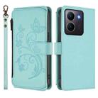 For vivo Y78 / Y36 4G Global Butterfly Love Flower Multi-card Zipper Wallet Leather Phone Case(Mint Green) - 2
