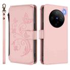 For vivo X100 5G Butterfly Love Flower Multi-card Zipper Wallet Leather Phone Case(Pink) - 2