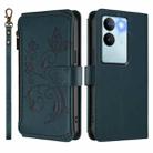For vivo S17 / S17 Pro 5G / S17t 5G Butterfly Love Flower Multi-card Zipper Wallet Leather Phone Case(Dark Green) - 2