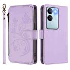 For vivo S17 / S17 Pro 5G / S17t 5G Butterfly Love Flower Multi-card Zipper Wallet Leather Phone Case(Light Purple) - 2