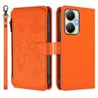 For vivo Y27 4G 2023 Global / Y35M+ Butterfly Love Flower Multi-card Zipper Wallet Leather Phone Case(Orange) - 2