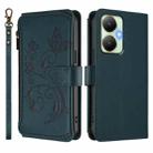 For vivo Y27 4G 2023 Global / Y35M+ Butterfly Love Flower Multi-card Zipper Wallet Leather Phone Case(Dark Green) - 2