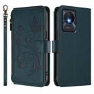 For vivo Y02A 4G / Y11 2023 / Y02t Butterfly Love Flower Multi-card Zipper Wallet Leather Phone Case(Dark Green) - 2