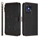 For vivo Y02A 4G / Y11 2023 / Y02t Butterfly Love Flower Multi-card Zipper Wallet Leather Phone Case(Black) - 2