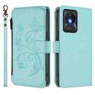 For vivo Y02A 4G / Y11 2023 / Y02t Butterfly Love Flower Multi-card Zipper Wallet Leather Phone Case(Mint Green) - 2