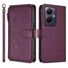 For vivo Y78+ 5G Global / V29 Lite Butterfly Love Flower Multi-card Zipper Wallet Leather Phone Case(Dark Purple) - 2