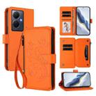 For vivo Y78+ 5G Global / V29 Lite Butterfly Love Flower Multi-card Zipper Wallet Leather Phone Case(Orange) - 1