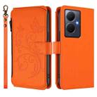 For vivo Y78+ 5G Global / V29 Lite Butterfly Love Flower Multi-card Zipper Wallet Leather Phone Case(Orange) - 2
