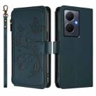 For vivo Y78+ 5G Global / V29 Lite Butterfly Love Flower Multi-card Zipper Wallet Leather Phone Case(Dark Green) - 2