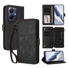 For vivo Y78+ 5G Global / V29 Lite Butterfly Love Flower Multi-card Zipper Wallet Leather Phone Case(Black) - 1
