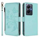 For vivo Y78+ 5G Global / V29 Lite Butterfly Love Flower Multi-card Zipper Wallet Leather Phone Case(Mint Green) - 2