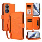 For vivo Y100 India / Y100A Global Butterfly Love Flower Multi-card Zipper Wallet Leather Phone Case(Orange) - 1