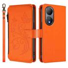 For vivo Y100 India / Y100A Global Butterfly Love Flower Multi-card Zipper Wallet Leather Phone Case(Orange) - 2
