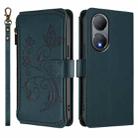 For vivo Y100 India / Y100A Global Butterfly Love Flower Multi-card Zipper Wallet Leather Phone Case(Dark Green) - 2