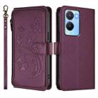 For vivo Y56 5G Global / Y16 4G Global Butterfly Love Flower Multi-card Zipper Wallet Leather Phone Case(Dark Purple) - 2