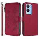 For vivo Y56 5G Global / Y16 4G Global Butterfly Love Flower Multi-card Zipper Wallet Leather Phone Case(Wine Red) - 2