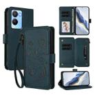 For vivo Y56 5G Global / Y16 4G Global Butterfly Love Flower Multi-card Zipper Wallet Leather Phone Case(Dark Green) - 1