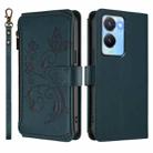 For vivo Y56 5G Global / Y16 4G Global Butterfly Love Flower Multi-card Zipper Wallet Leather Phone Case(Dark Green) - 2