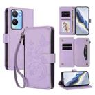 For vivo Y56 5G Global / Y16 4G Global Butterfly Love Flower Multi-card Zipper Wallet Leather Phone Case(Light Purple) - 1