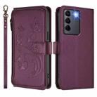 For vivo S16 / V27 5G / V27 Pro 5G Butterfly Love Flower Multi-card Zipper Wallet Leather Phone Case(Dark Purple) - 2