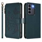 For vivo S16 / V27 5G / V27 Pro 5G Butterfly Love Flower Multi-card Zipper Wallet Leather Phone Case(Dark Green) - 2