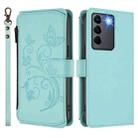 For vivo S16 / V27 5G / V27 Pro 5G Butterfly Love Flower Multi-card Zipper Wallet Leather Phone Case(Mint Green) - 2