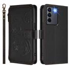 For vivo S16e 5G / V27e 4G / T2 4G Butterfly Love Flower Multi-card Zipper Wallet Leather Phone Case(Black) - 2