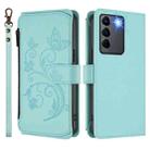 For vivo S16e 5G / V27e 4G / T2 4G Butterfly Love Flower Multi-card Zipper Wallet Leather Phone Case(Mint Green) - 2