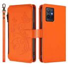 For vivo Y55s 5G 2023 / Y55 5G Global Butterfly Love Flower Multi-card Zipper Wallet Leather Phone Case(Orange) - 2