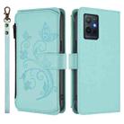 For vivo Y55s 5G 2023 / Y55 5G Global Butterfly Love Flower Multi-card Zipper Wallet Leather Phone Case(Mint Green) - 2