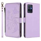 For vivo Y55s 5G 2023 / Y55 5G Global Butterfly Love Flower Multi-card Zipper Wallet Leather Phone Case(Light Purple) - 2