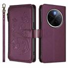 For vivo Y300 Pro+ 5G / iQOO Z10 5G Butterfly Love Flower Multi-card Zipper Wallet Leather Phone Case(Dark Purple) - 2