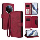 For vivo Y300 Pro+ 5G / iQOO Z10 5G Butterfly Love Flower Multi-card Zipper Wallet Leather Phone Case(Wine Red) - 1