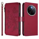 For vivo Y300 Pro+ 5G / iQOO Z10 5G Butterfly Love Flower Multi-card Zipper Wallet Leather Phone Case(Wine Red) - 2