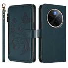 For vivo Y300 Pro+ 5G / iQOO Z10 5G Butterfly Love Flower Multi-card Zipper Wallet Leather Phone Case(Dark Green) - 2