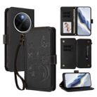 For vivo Y300 Pro+ 5G / iQOO Z10 5G Butterfly Love Flower Multi-card Zipper Wallet Leather Phone Case(Black) - 1
