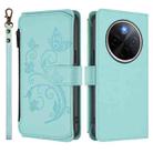 For vivo Y300 Pro+ 5G / iQOO Z10 5G Butterfly Love Flower Multi-card Zipper Wallet Leather Phone Case(Mint Green) - 2